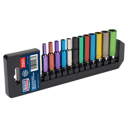Premier Deep Multi-Coloured Socket Set 1/4"Sq Drive 12pc