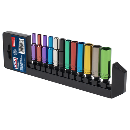 Premier Deep Multi-Coloured Socket Set 1/4"Sq Drive 12pc