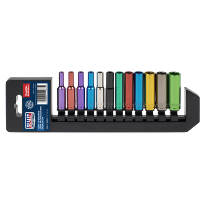 Premier Deep Multi-Coloured Socket Set 1/4"Sq Drive 12pc