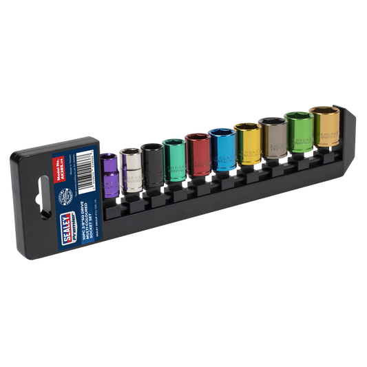 Premier Multi-Coloured Socket Set 3/8"Sq Drive 10pc