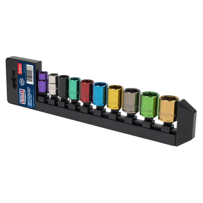 Premier Multi-Coloured Socket Set 3/8"Sq Drive 10pc