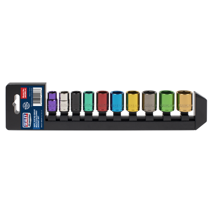 Premier Multi-Coloured Socket Set 3/8"Sq Drive 10pc