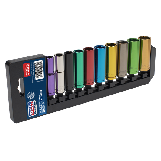 Premier Deep Multi-Coloured Socket Set 3/8"Sq Drive 10pc