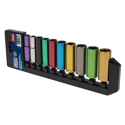 Premier Deep Multi-Coloured Socket Set 3/8"Sq Drive 10pc