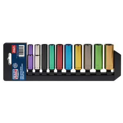 Premier Deep Multi-Coloured Socket Set 3/8"Sq Drive 10pc