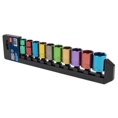 Premier Multi-Coloured Socket Set 1/2"Sq Drive 10pc