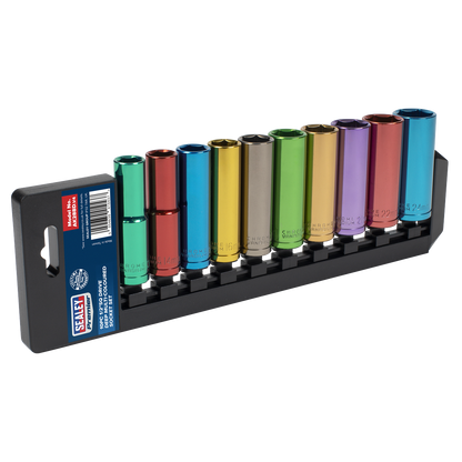 Premier Deep Multi-Coloured Socket Set 1/2"Sq Drive 10pc