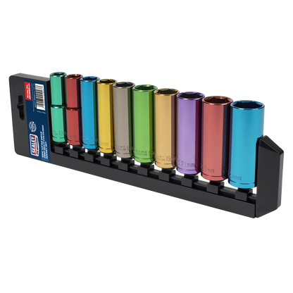 Premier Deep Multi-Coloured Socket Set 1/2"Sq Drive 10pc