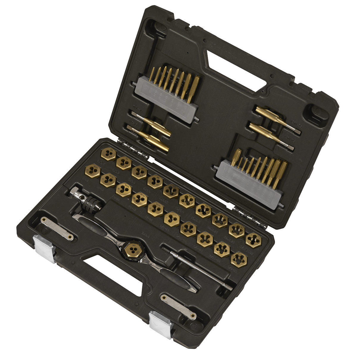 Premier Metric & Imperial Titanium Coated Hexagonal Tap & Die Set 46pc