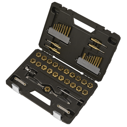 Premier Metric & Imperial Titanium Coated Hexagonal Tap & Die Set 46pc