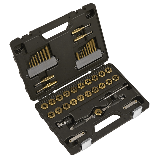Premier Metric & Imperial Titanium Coated Hexagonal Tap & Die Set 46pc