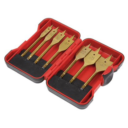 Titanium Coated Flat Wood Drill Bit Set 7pc