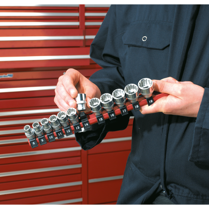 Premier Socket Retaining Rail with 12 Clips 1/4"Sq Drive