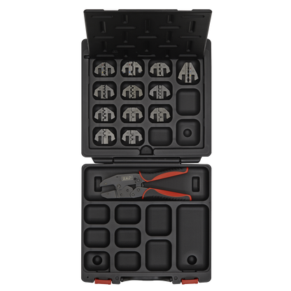 Ratchet Crimping Tool with Jaws and Storage Case