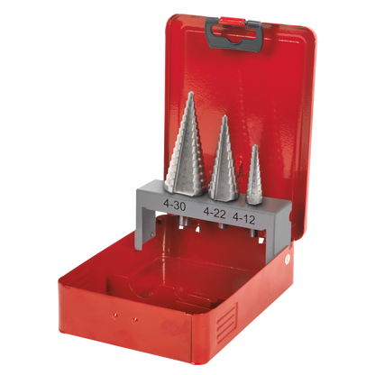 Double Flute HSS M2 Step Drill Bit Set 3pc