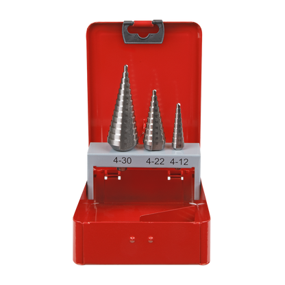 Double Flute HSS M2 Step Drill Bit Set 3pc