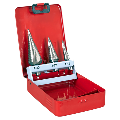 Spiral Flute HSS M2 Step Drill Bit Set 3pc