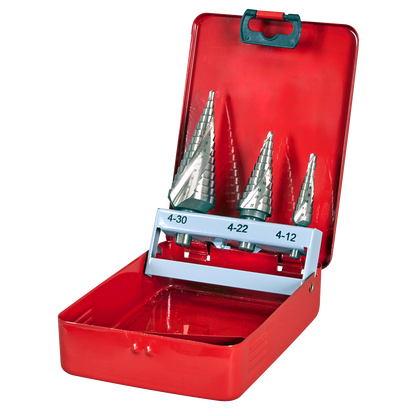 Spiral Flute HSS M2 Step Drill Bit Set 3pc