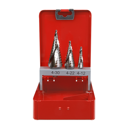 Spiral Flute HSS M2 Step Drill Bit Set 3pc