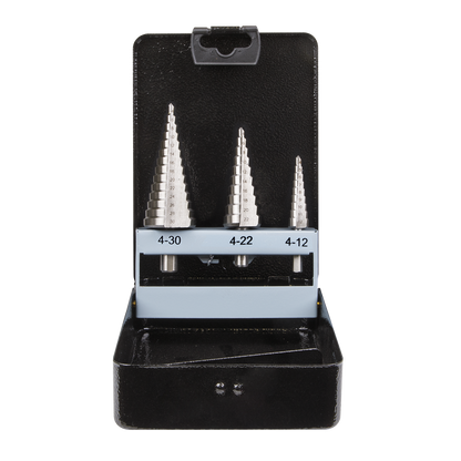 Double Flute HSS 4341 Step Drill Bit Set 3pc