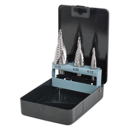 Spiral Flute HSS 4341 Step Drill Bit Set 3pc