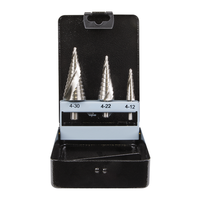 Spiral Flute HSS 4341 Step Drill Bit Set 3pc