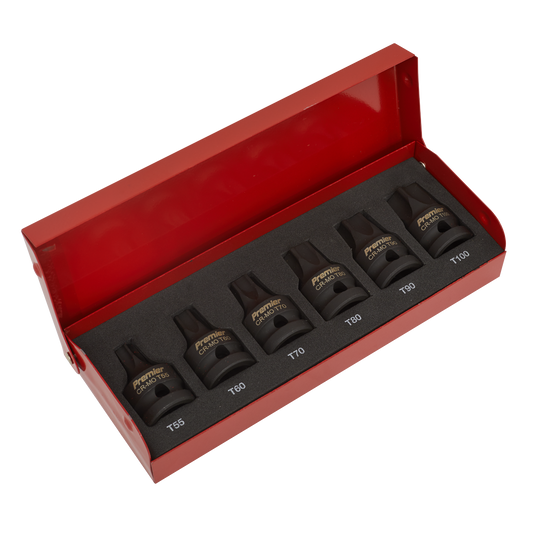 Premier TRX-Star* Impact Socket Bit Set 1/2"Sq Drive 6pc