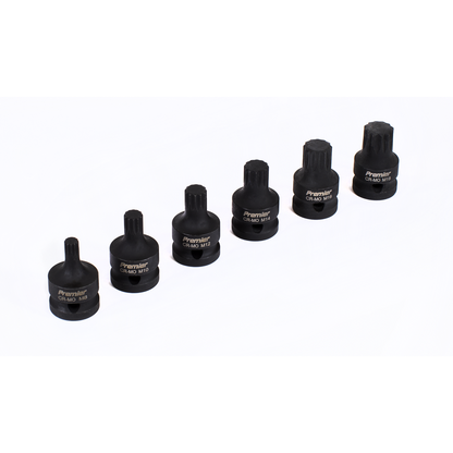 Premier Spline Impact Socket Bit Set 1/2"Sq Drive 6pc