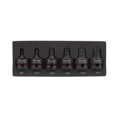 Premier Spline Impact Socket Bit Set 1/2"Sq Drive 6pc
