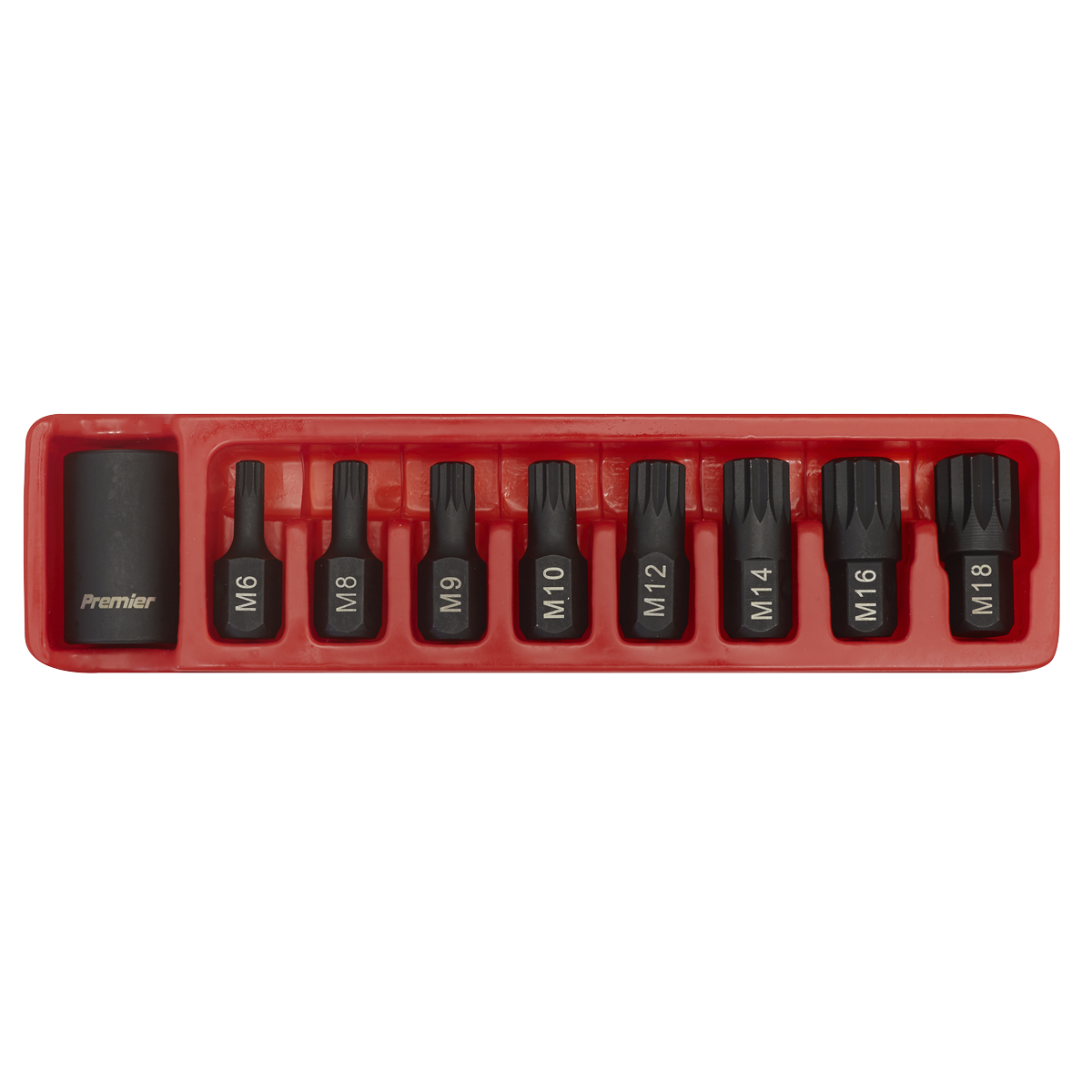 Premier Spline Impact Bit & Holder Set 1/2"Sq Drive 9pc