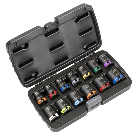 Lock-On™ Impact Socket Set 1/2"Sq Drive 13pc 6pt Metric