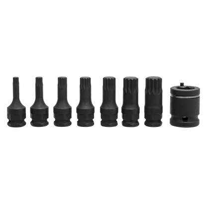 Premier Spline Impact Socket Bit Set 3/8"Sq Drive 8pc