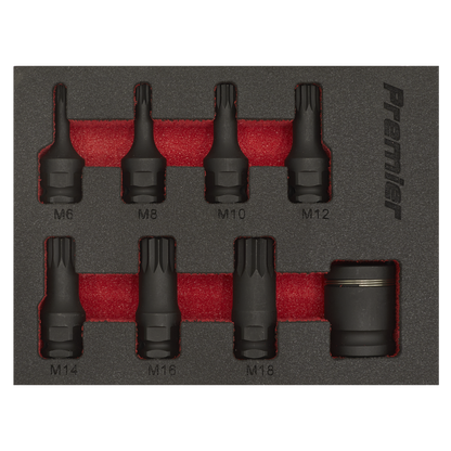 Premier Spline Impact Socket Bit Set 3/8"Sq Drive 8pc