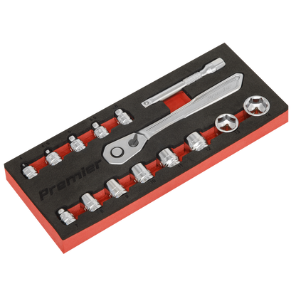 Premier Platinum Low Profile Socket Set 1/4"Sq Drive 15pc