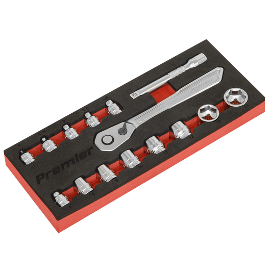 Premier Platinum Low Profile Socket Set 1/4"Sq Drive 15pc
