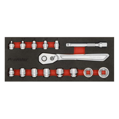 Premier Platinum Low Profile Socket Set 1/4"Sq Drive 15pc