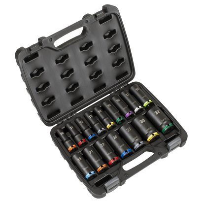 Lock-On™ Deep Impact Socket Set 1/2"Sq Drive 16pc
