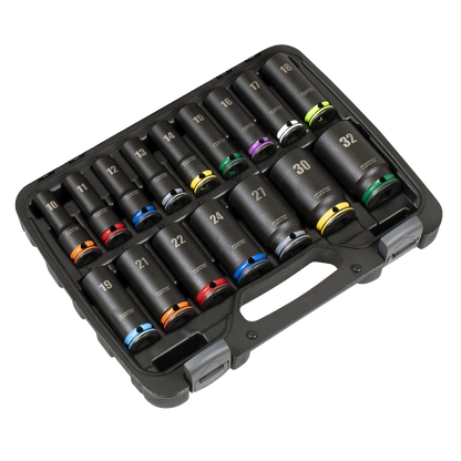 Lock-On™ Deep Impact Socket Set 1/2"Sq Drive 16pc