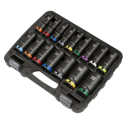 Lock-On™ Deep Impact Socket Set 1/2"Sq Drive 16pc