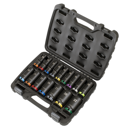 Lock-On™ Deep Impact Socket Set 1/2"Sq Drive 16pc