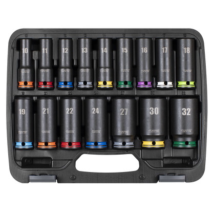 Lock-On™ Deep Impact Socket Set 1/2"Sq Drive 16pc