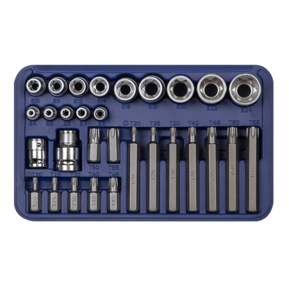 Premier TRX-Star* Socket & Bit Set 1/4", 3/8" & 1/2"Sq Drive 30pc