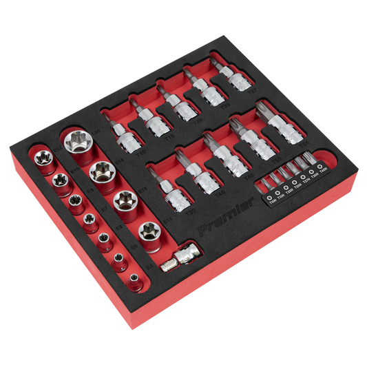 Premier TRX-Star* Socket & Security Bit Set 1/4"Sq & 3/8"Sq Drive 29pc
