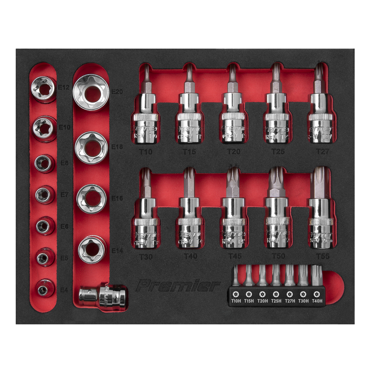 Premier TRX-Star* Socket & Security Bit Set 1/4"Sq & 3/8"Sq Drive 29pc