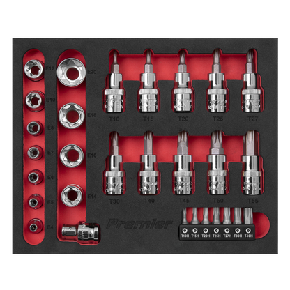 Premier TRX-Star* Socket & Security Bit Set 1/4"Sq & 3/8"Sq Drive 29pc