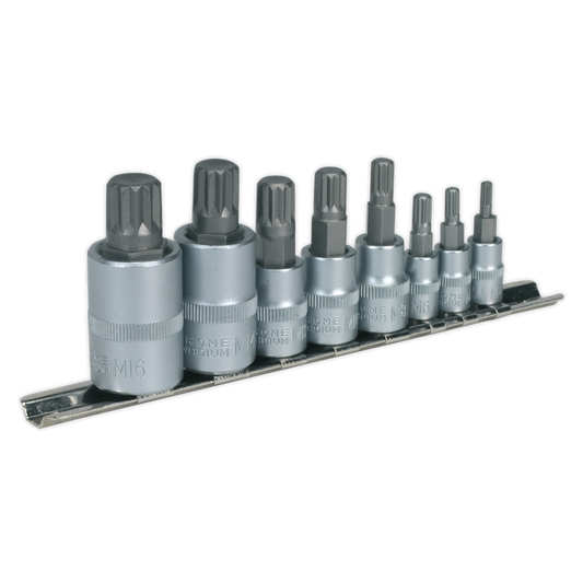Premier Spline Socket Bit Set 1/4", 3/8" & 1/2"Sq Drive 8pc