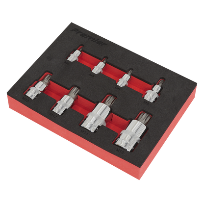 Premier Spline Socket Bit Set1/4", 3/8" & 1/2"Sq Drive 8pc