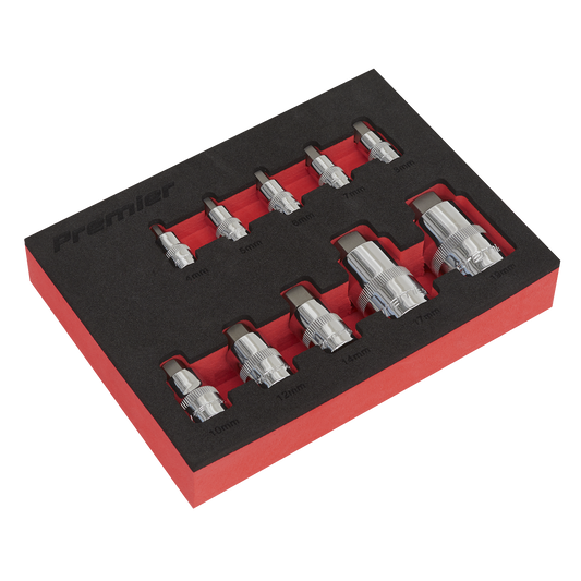 Premier Stubby Hex Socket Bit Set 1/4", 3/8" & 1/2"Sq Drive 10pc