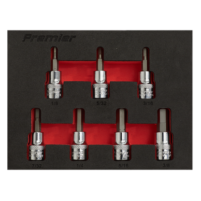 Premier Imperial Hex Socket Bit Set 3/8"Sq Drive 7pc