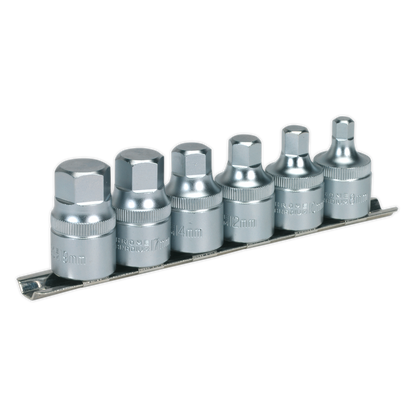 Premier Stubby Hex Socket Bit Set with Rail 1/2"Sq Drive 6pc